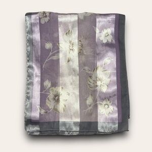 Vintage Sheer Floral Purple Scarf Cottagecore Dainty